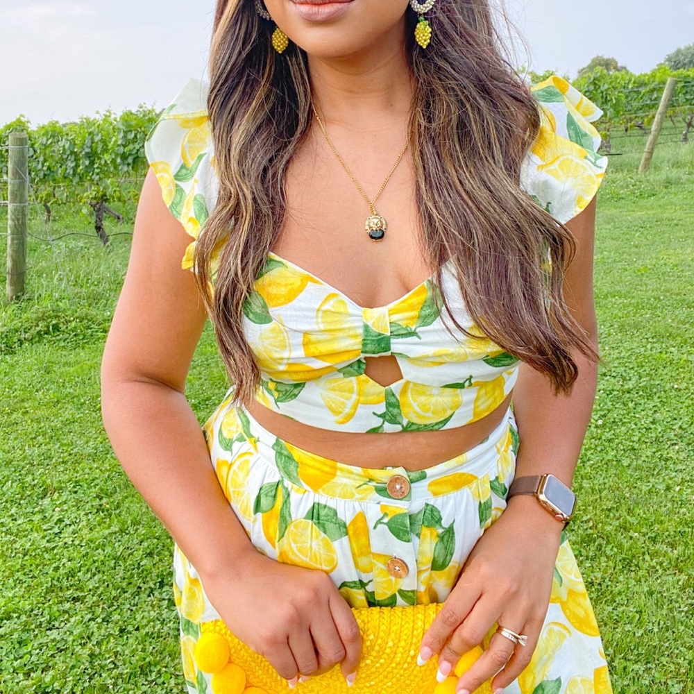 BCBG summer lemon print skirt NWT